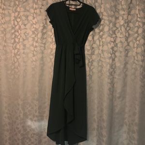 High low faux wrap dress.